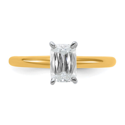 14K Two-Tone Gold Two-tone 1 carat VS+ F+ Lab Grown Diamond Ketan Cut Long Cushion Solitaire Engagement Ring