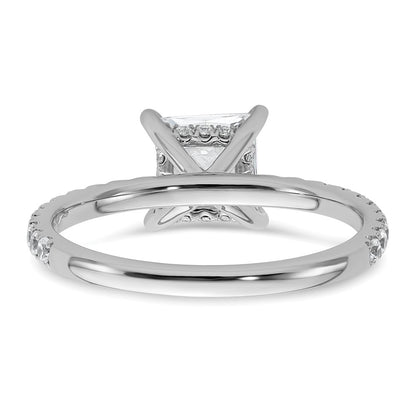 14K White Gold 2 carat Certified Lab Grown Diamond VS/SI+ G+ Princess Complete Solitaire with Flair Engagement Ring