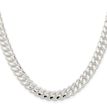 Sterling Silver Rhodium-plated 9mm Polished Domed Curb 26 Inch Chain