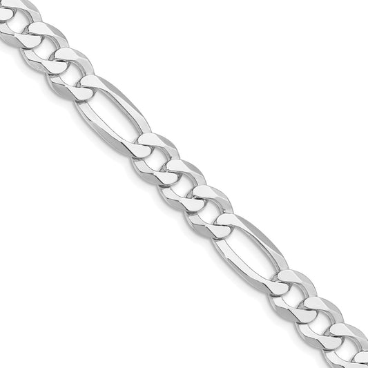Sterling Silver Rhodium-plated 8.5mm Lightweight Flat Figaro 24 Inch Chain
