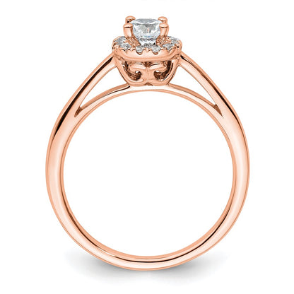 14K Rose Gold Halo (Holds 1/4 carat (4.1mm) Round Center) 1/8 carat Diamond Semi-mount Engagement Ring