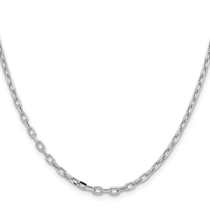 14K White Gold 3mm Semi-solid D/C Open Link Cable 22 Inch Chain