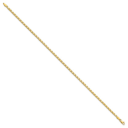 14K Yellow Gold Polished Double-Sided Hearts Double Link 9 Inch Anklet