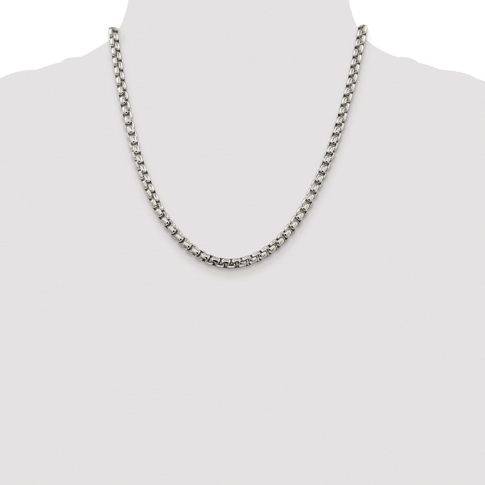 Sterling Silver Rhodium-plated 5.2mm Round Box 20 Inch Chain