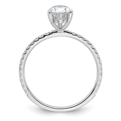 14K White Gold 1 3/8 carat Certified Lab Grown Diamond VS+ F+ Pear Complete Solitaire with Flair Engagement Ring