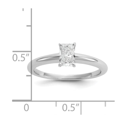 14K White Gold 1/2 carat Certified Lab Grown Diamond VS+ F+ Radiant Solitaire Complete Engagement Ring