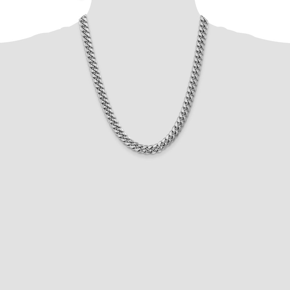 14K White Gold 9.3mm Semi-Solid Miami Cuban 22 Inch Chain