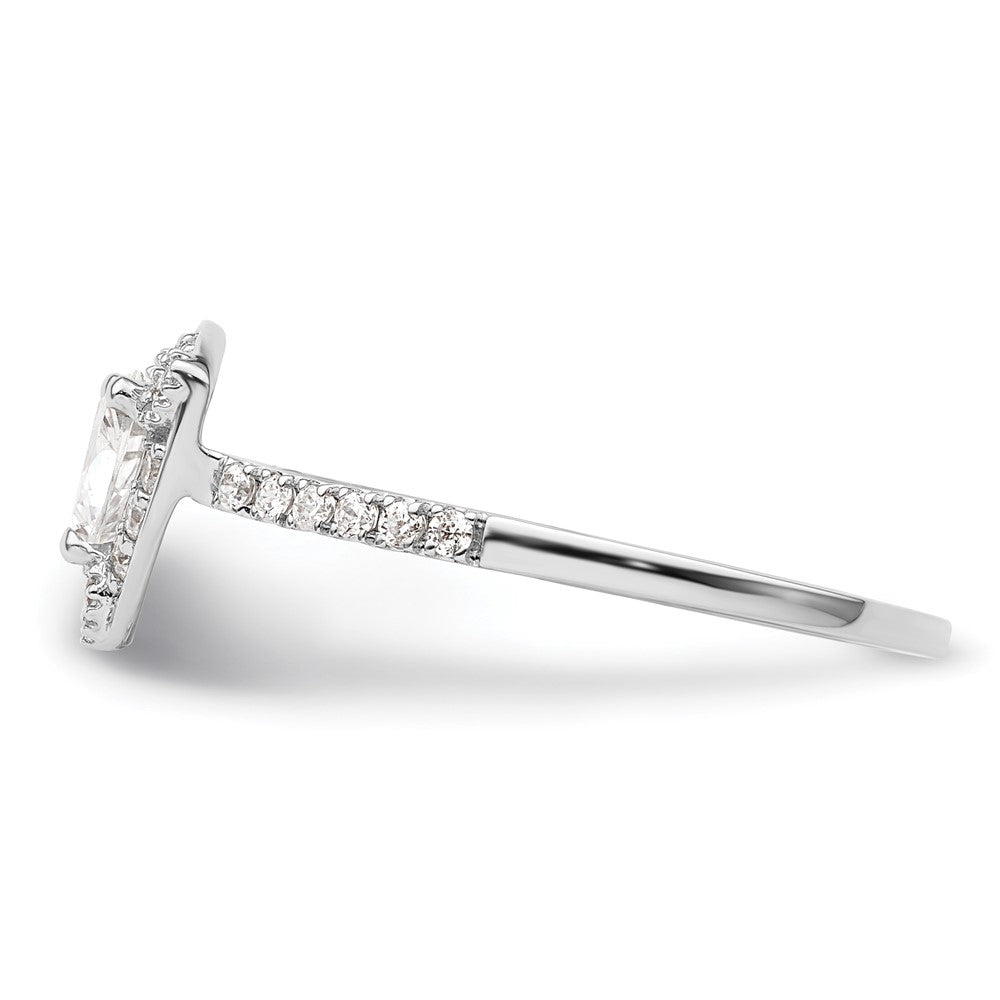 14K White Gold Halo Plus (Holds 1/2 carat (5.00mm) Trillion Center) 1/4 carat Diamond Semi-Mount Engagement Ring