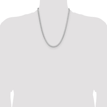 Sterling Silver Rhodium-plated 4.7mm D/C Square Franco 22 Inch Chain