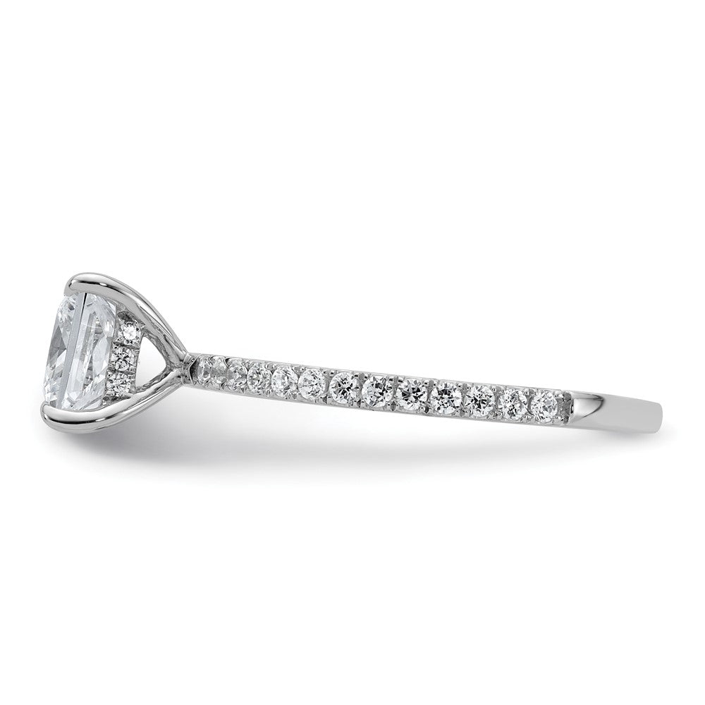 14K White Gold 1 3/8 carat Certified Lab Grown Diamond VS/SI+ G+ Princess Complete Solitaire with Flair Engagement Ring