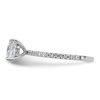 14K White Gold 1 3/8 carat Certified Lab Grown Diamond VS/SI+ G+ Princess Complete Solitaire with Flair Engagement Ring