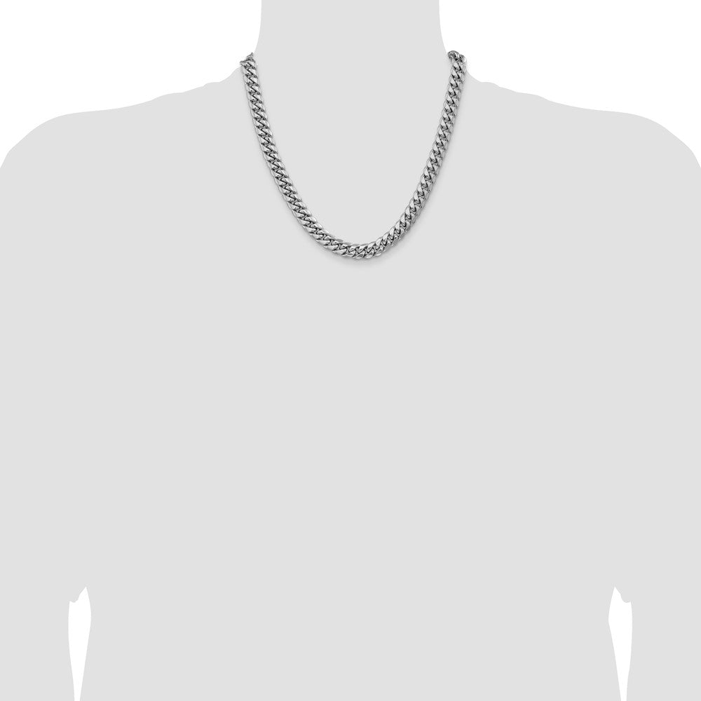 14K White Gold 9.3mm Semi-Solid Miami Cuban 20 Inch Chain