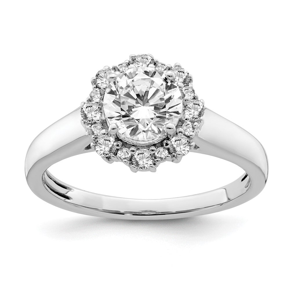 True Origin 14K White Gold 1/4 carat Lab Grown Diamond VS+ F+ Semi-Mount Round Halo Engagement Ring