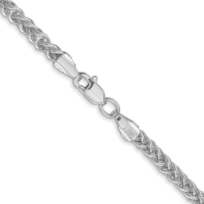 14K White Gold 2.6mm Semi-solid 3-Wire Wheat 20 Inch Chain