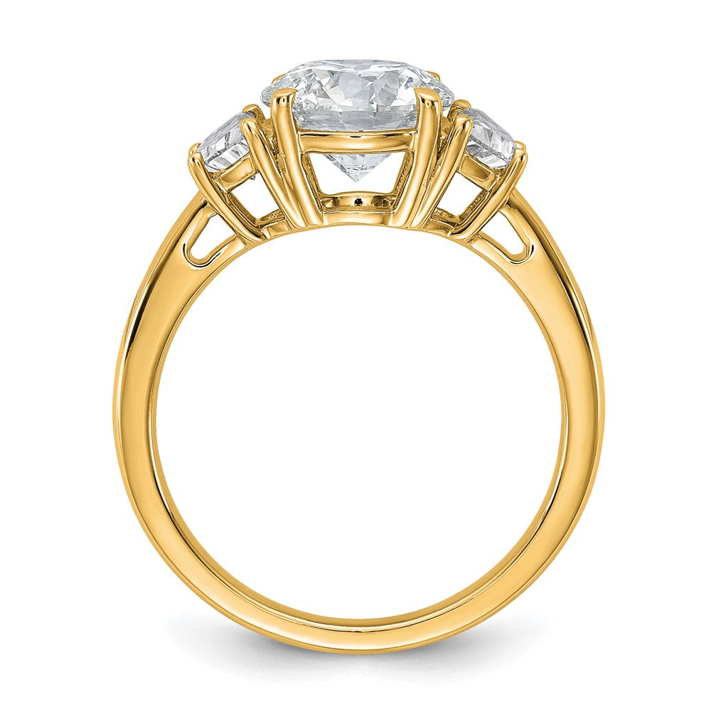14K Yellow Gold 2 1/2 carat Certified Lab Grown Diamond VS+F+ Round Complete Three Stone Engagement Ring