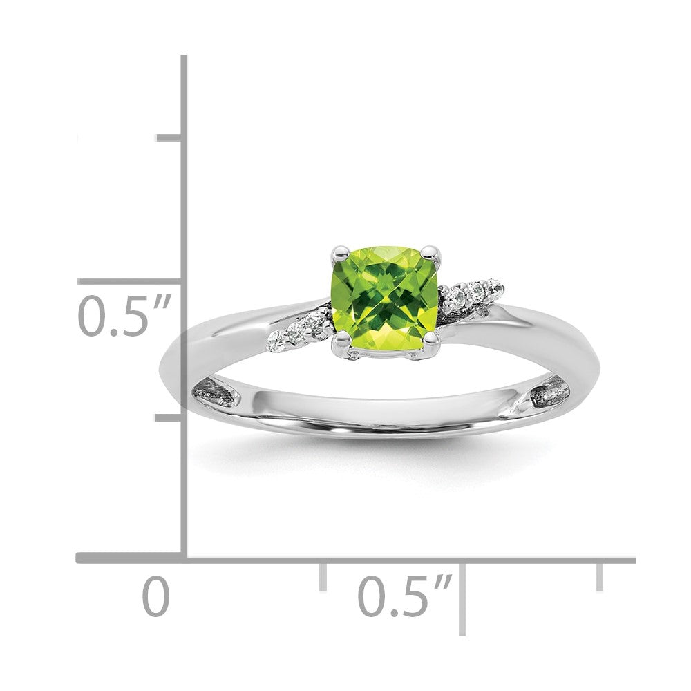14K White Gold Polished Diamond and Peridot Fashion Ring