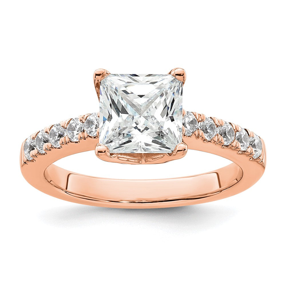 True Origin 14K Rose Gold 3/8 carat Lab Grown Diamond VS+ F+ Semi-Mount Princess Engagement Ring