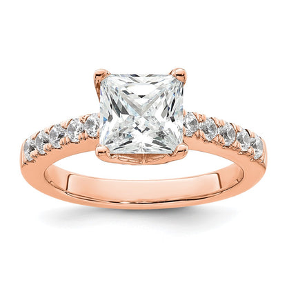 True Origin 14K Rose Gold 3/8 carat Lab Grown Diamond VS+ F+ Semi-Mount Princess Engagement Ring