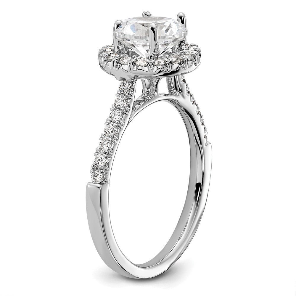 True Origin 14K White Gold 1/2 carat Lab Grown Diamond VS+ F+ Semi-Mount Round Halo Engagement Ring
