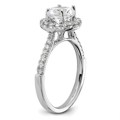 True Origin 14K White Gold 1/2 carat Lab Grown Diamond VS+ F+ Semi-Mount Round Halo Engagement Ring
