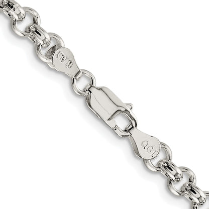 Sterling Silver Rhodium-plated 5mm Rolo 26 Inch Chain