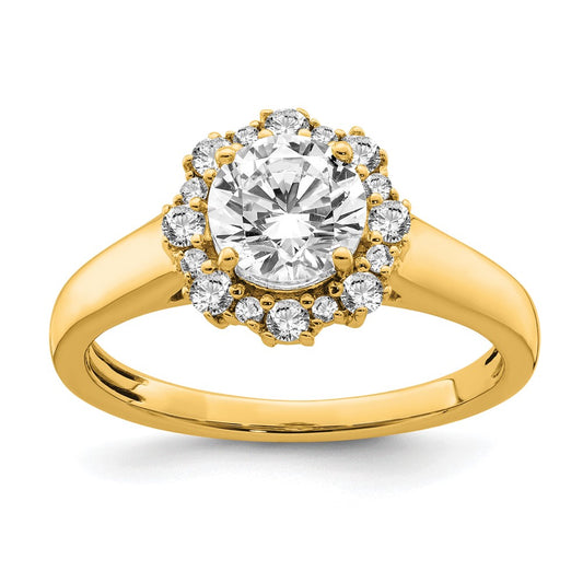 True Origin 14K Yellow Gold 1/4 carat Lab Grown Diamond VS+ F+ Semi-Mount Round Halo Engagement Ring
