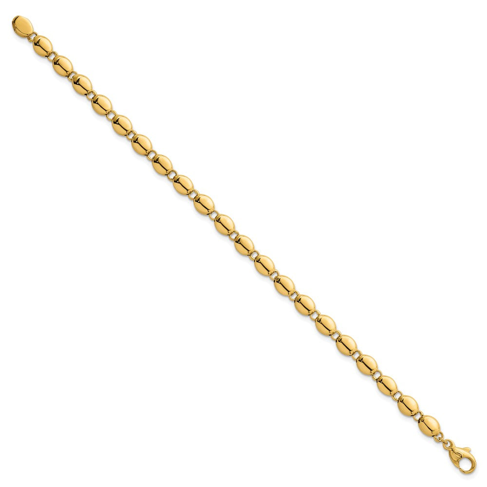 14K Yellow Gold Polished 5.25mm Round Fancy Beaded 7.25 Inch Bracelet