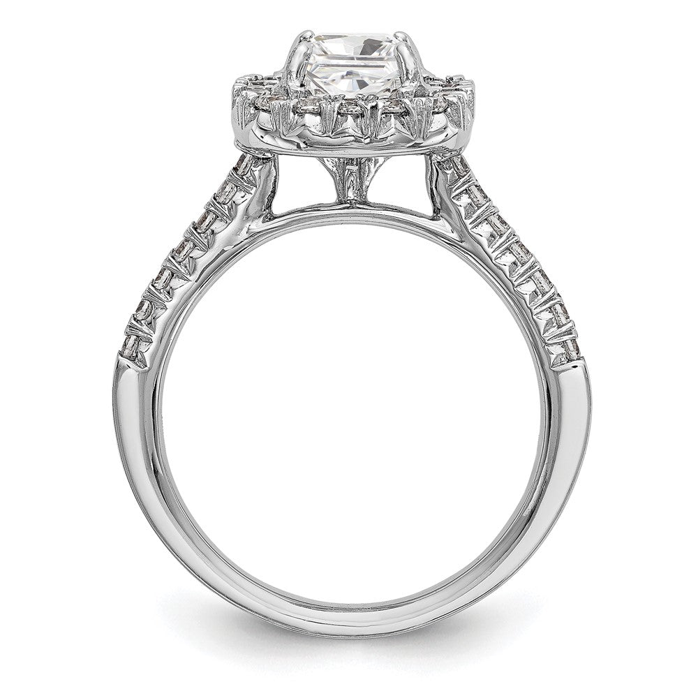 14K White Gold Halo (Holds 1.25 carat (6mm) Asscher-cut Center) 1/2 carat Diamond Semi-mount Engagement Ring