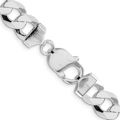Sterling Silver Rhodium-plated 9.75mm Flat Curb 26 Inch Chain