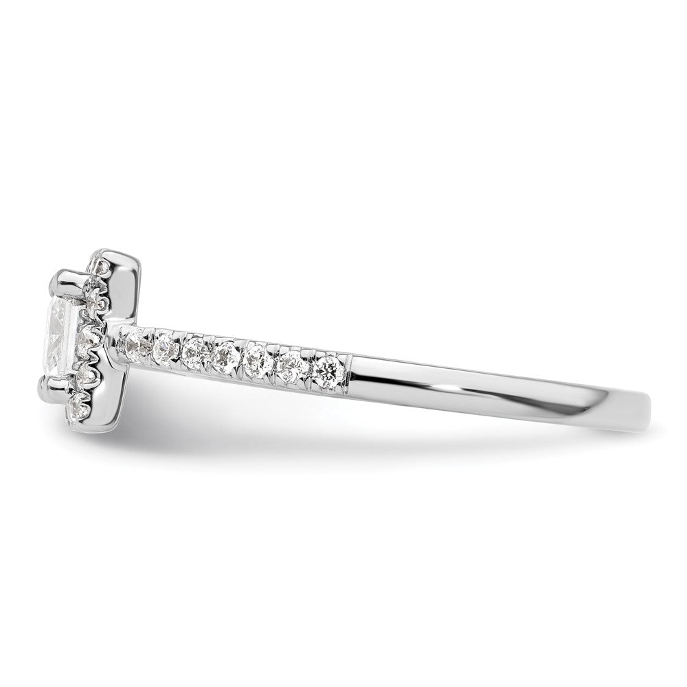 14K White Gold Halo Plus (Holds 1/2 carat (4.5mm) Princess Center) 1/3 carat Diamond Semi-Mount Engagement Ring