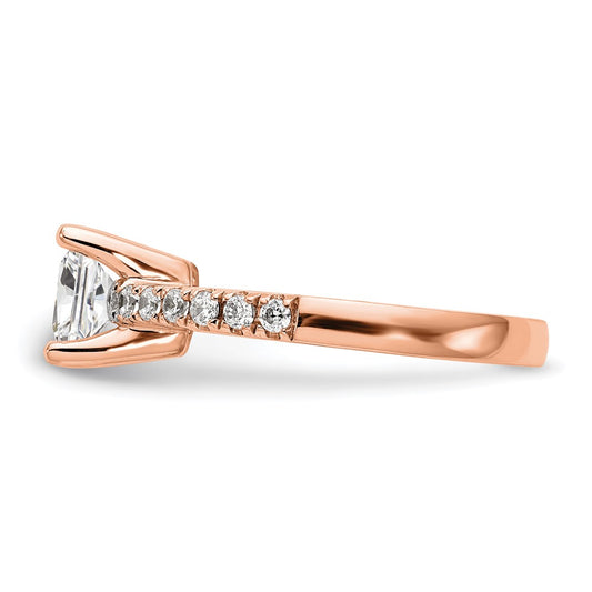 True Origin 14K Rose Gold 1/5 carat Lab Grown Diamond VS+ F+ Semi-Mount Princess Engagement Ring