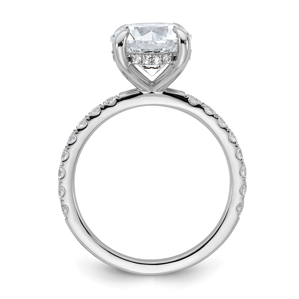 14K White Gold 3 1/2 carat Certified Lab Grown Diamond VS+ F+ Round Complete Solitaire with Flair Engagement Ring