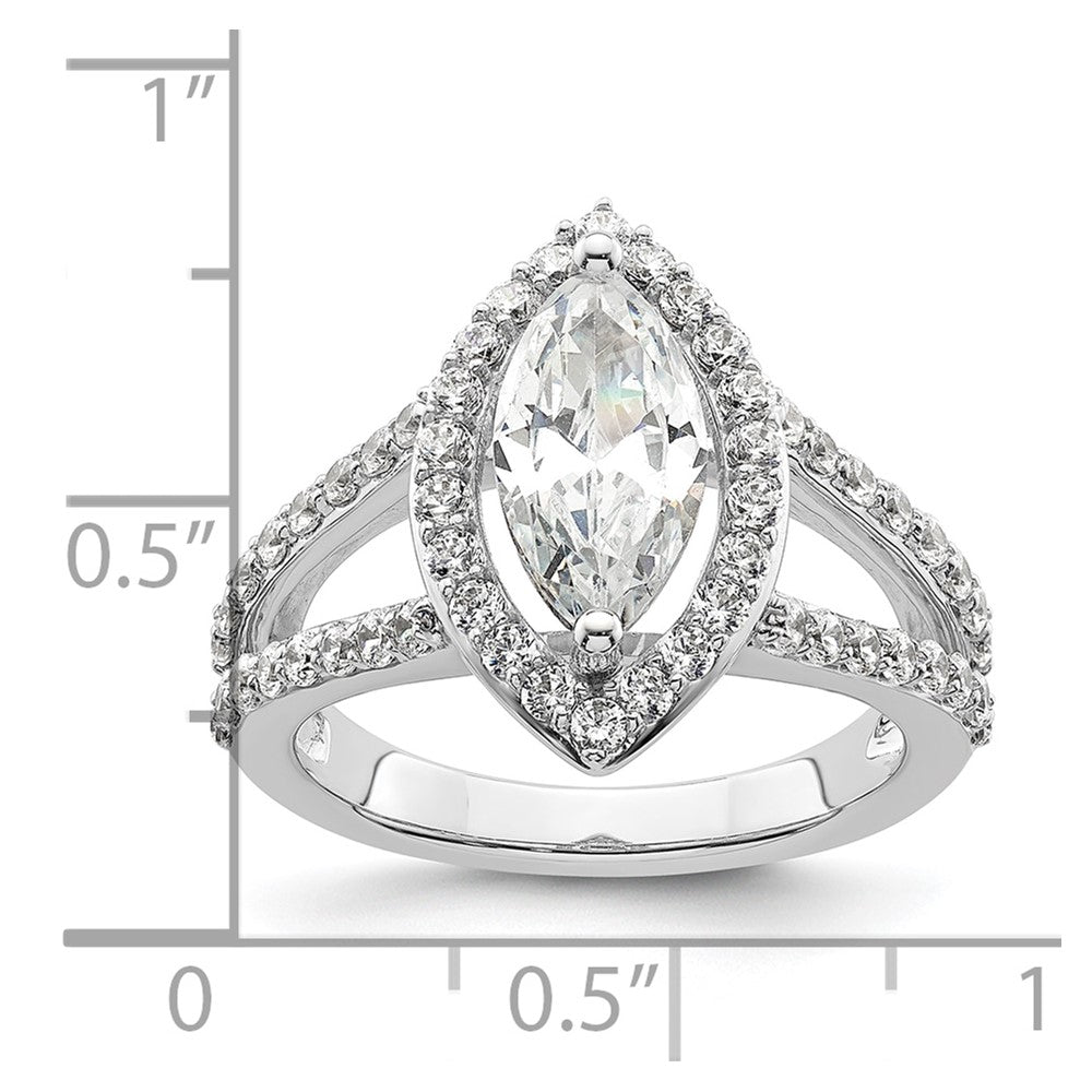 14K White Gold Halo Plus (Holds 2 carat (12x6mm) Marquise Center) 1 carat Diamond Semi-Mount Engagement Ring