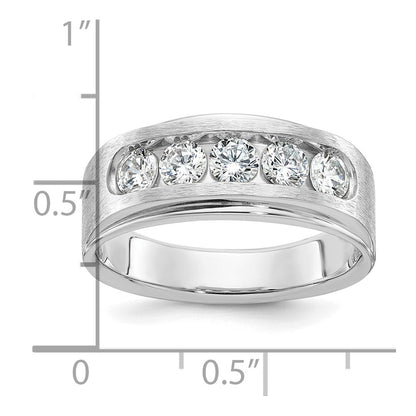 IBGoodman 14K White Gold 1 carat Lab Grown Diamond VS+ F+ Complete Polished and Brushed Five Stone Men's Wedding Band Ring