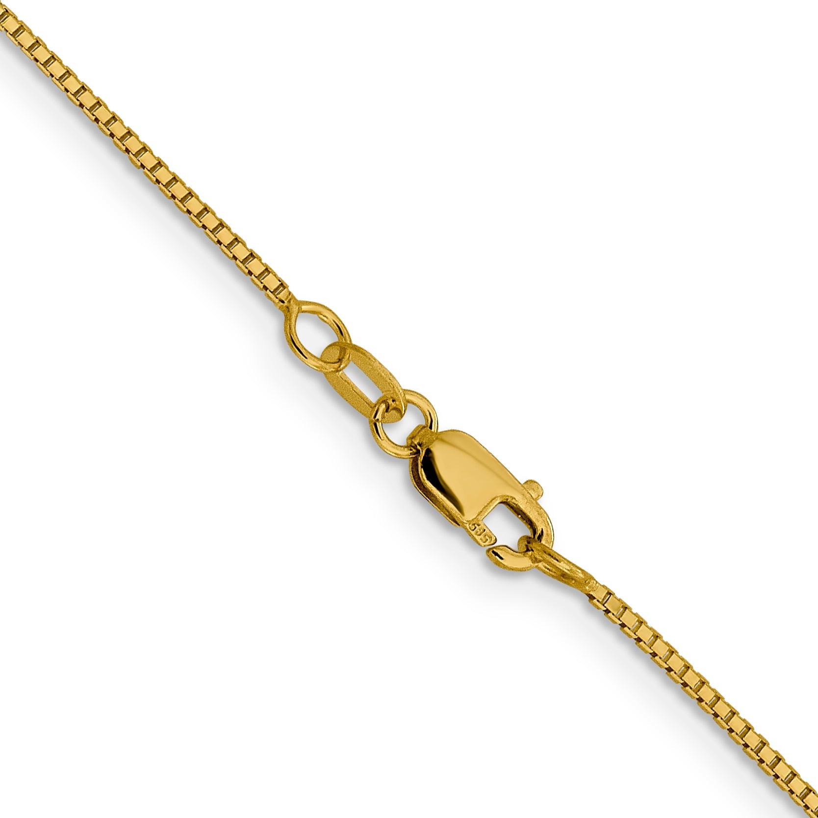 18 Inch 14K Yellow Gold 1mm Sparkle Octagonal Box Chain Necklace