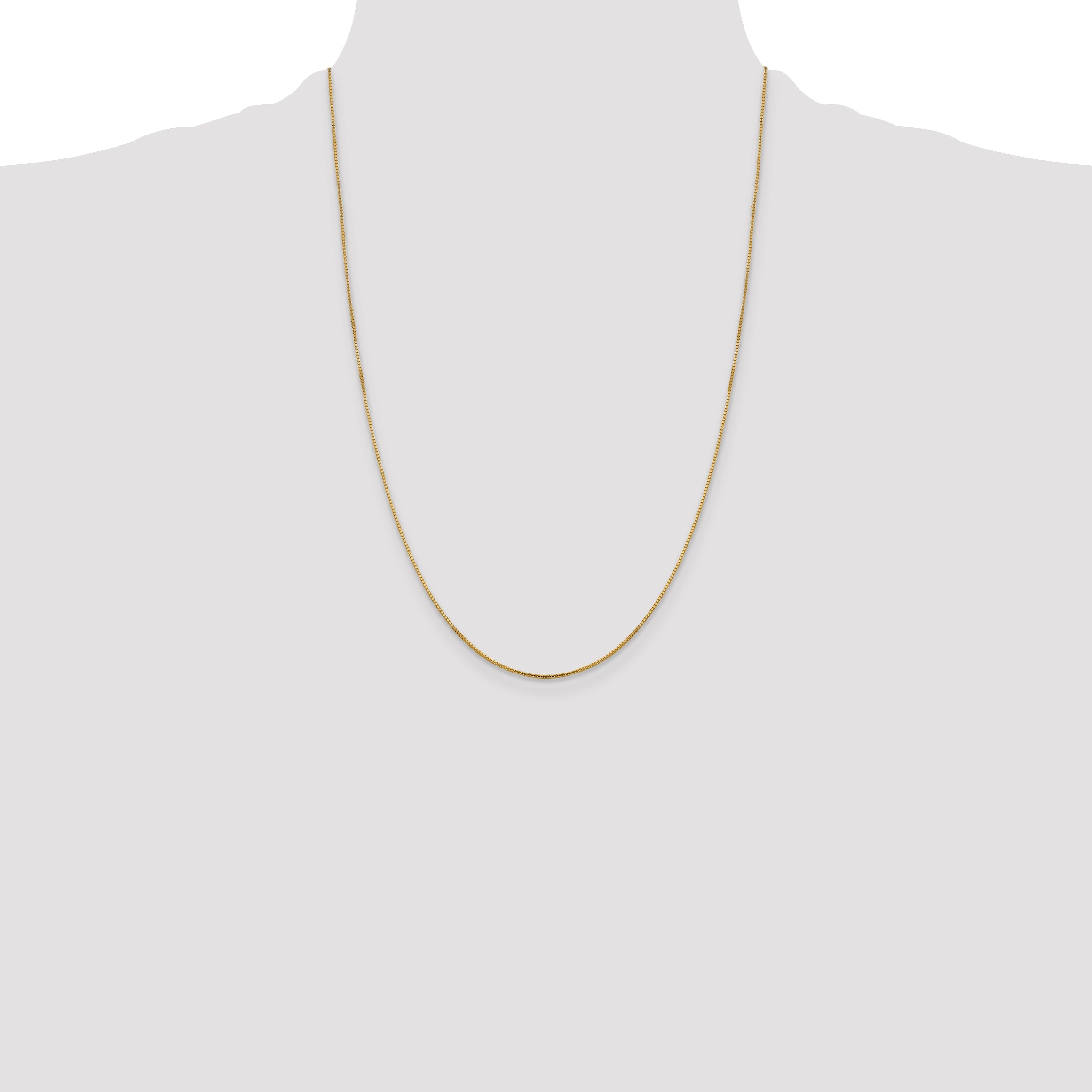 24 Inch 14K Yellow Gold 1mm Sparkle Octagonal Box Chain Necklace