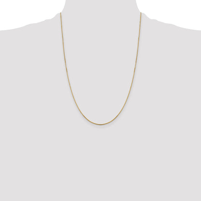 24 Inch 14K Yellow Gold 1mm Sparkle Octagonal Box Chain Necklace