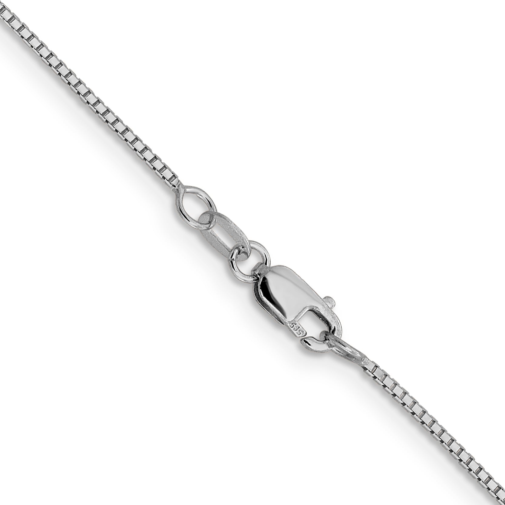 18 Inch 14K White Gold 1mm Sparkle Octagonal Box Chain Necklace