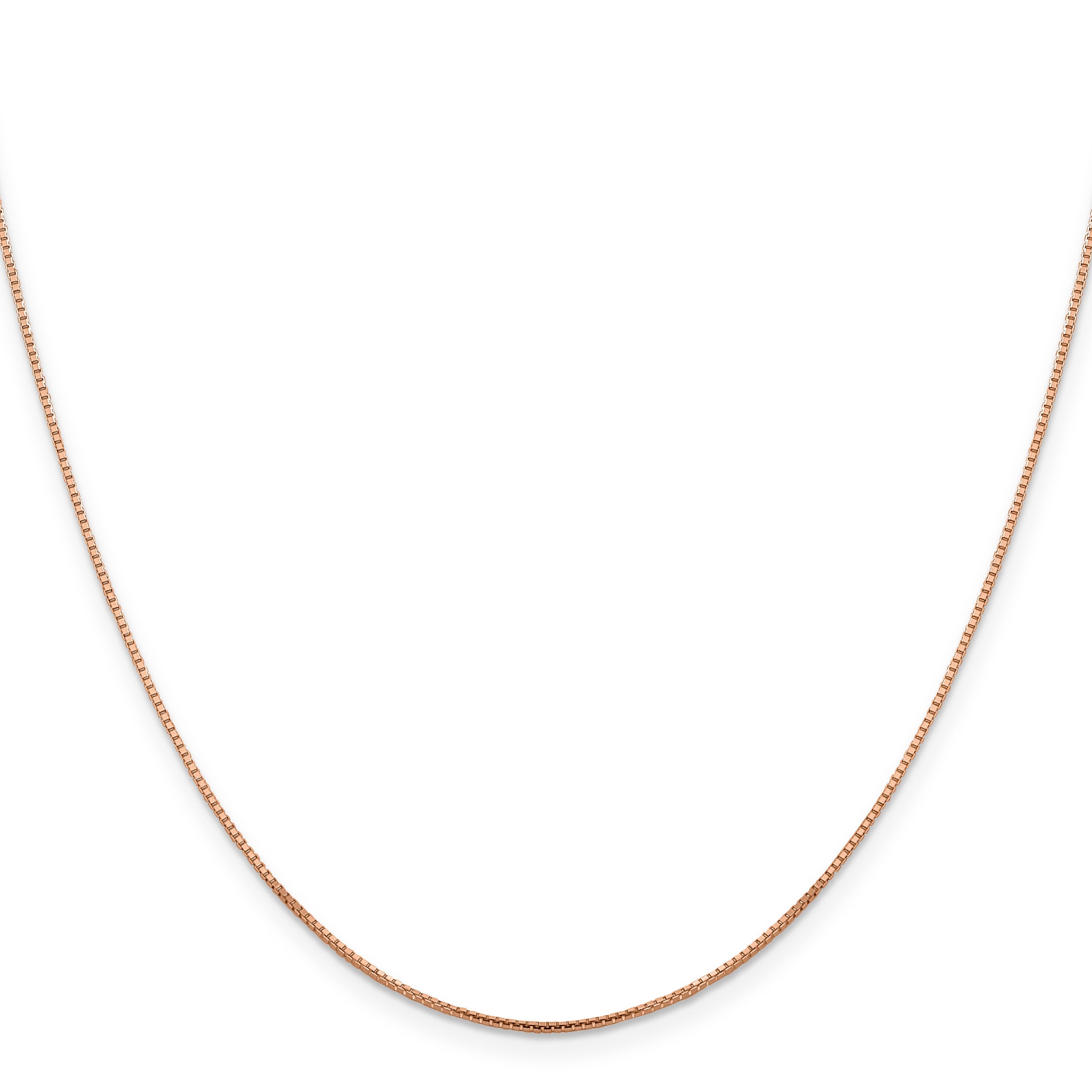18 Inch 14K Rose Gold 1mm Sparkle Octagonal Box Chain Necklace