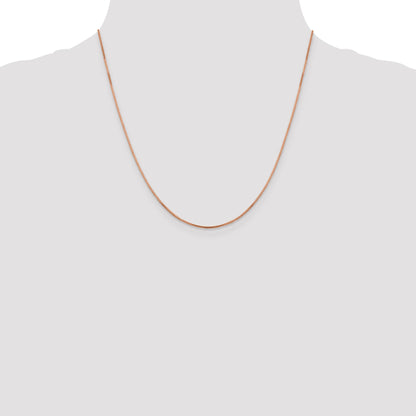 2 Inch 14K Rose Gold 1mm Sparkle Octagonal Box Chain Necklace