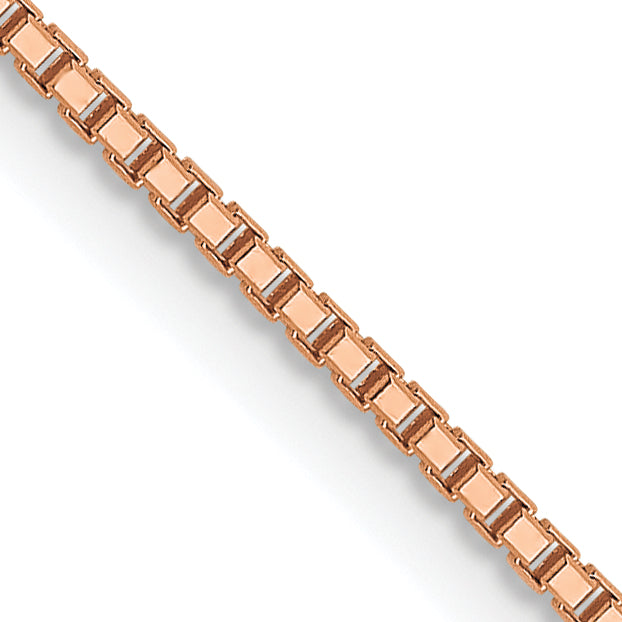 18 Inch 14K Rose Gold 1mm Sparkle Octagonal Box Chain Necklace