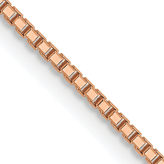 18 Inch 14K Rose Gold 1mm Sparkle Octagonal Box Chain Necklace