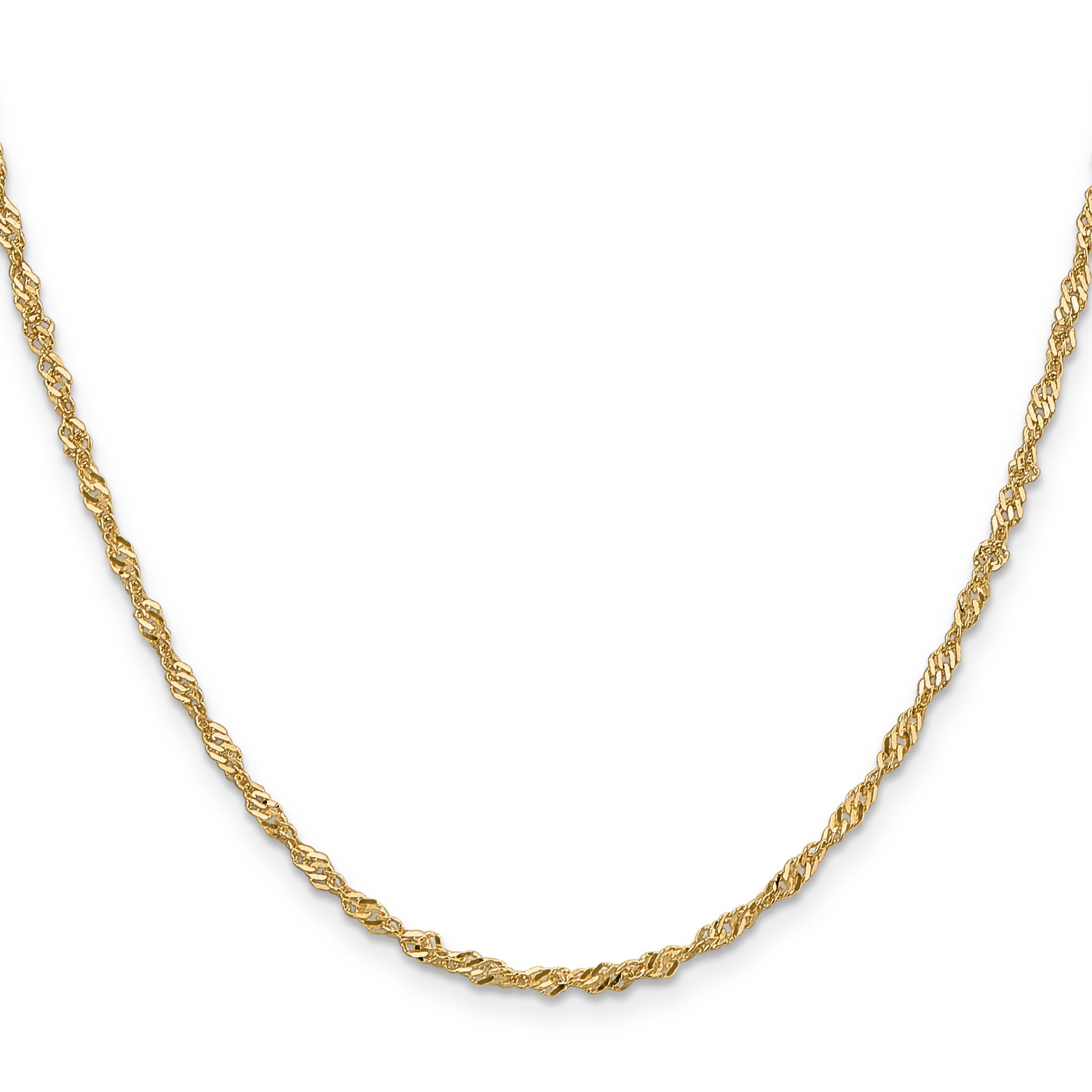 16 Inch 14K Yellow Gold 1.9mm Singapore Chain Necklace