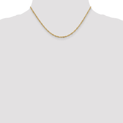 16 Inch 14K Yellow Gold 1.9mm Singapore Chain Necklace