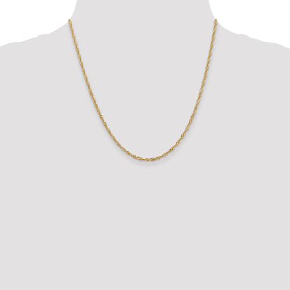 2 Inch 14K Yellow Gold 1.9mm Singapore Chain Necklace