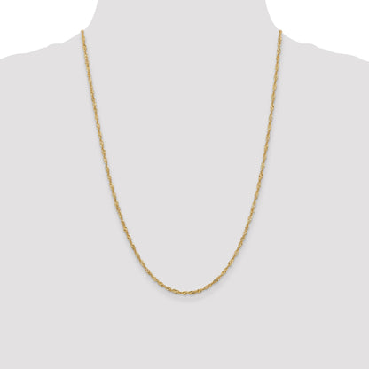 24 Inch 14K Yellow Gold 1.9mm Singapore Chain Necklace