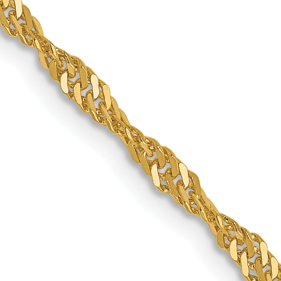 24 Inch 14K Yellow Gold 1.9mm Singapore Chain Necklace