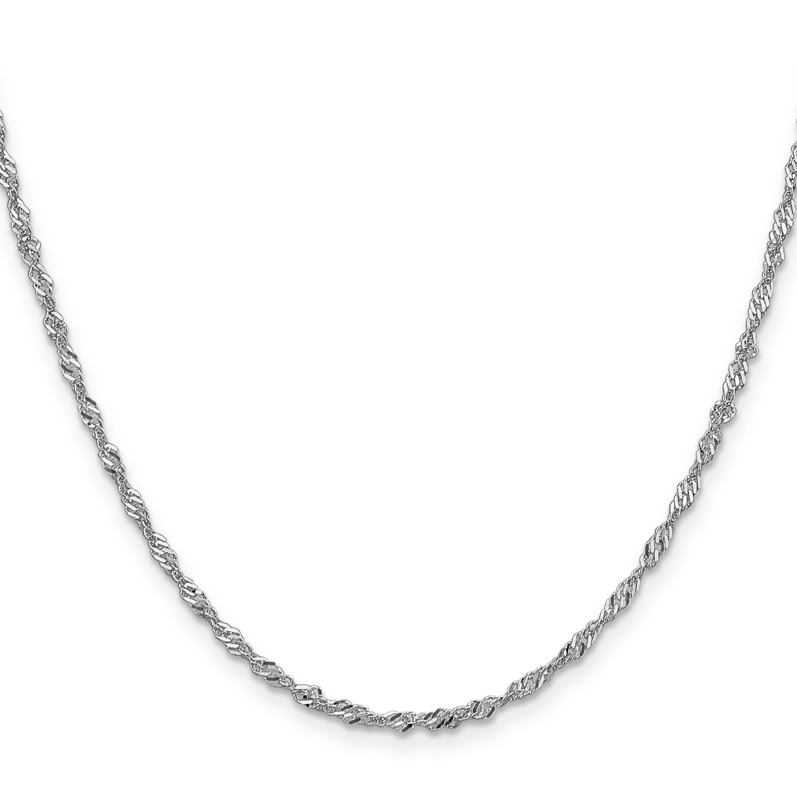 16 Inch 14K White Gold 1.9mm Singapore Chain Necklace
