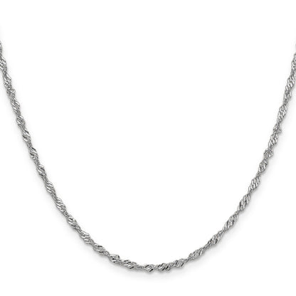 24 Inch 14K White Gold 1.9mm Singapore Chain Necklace