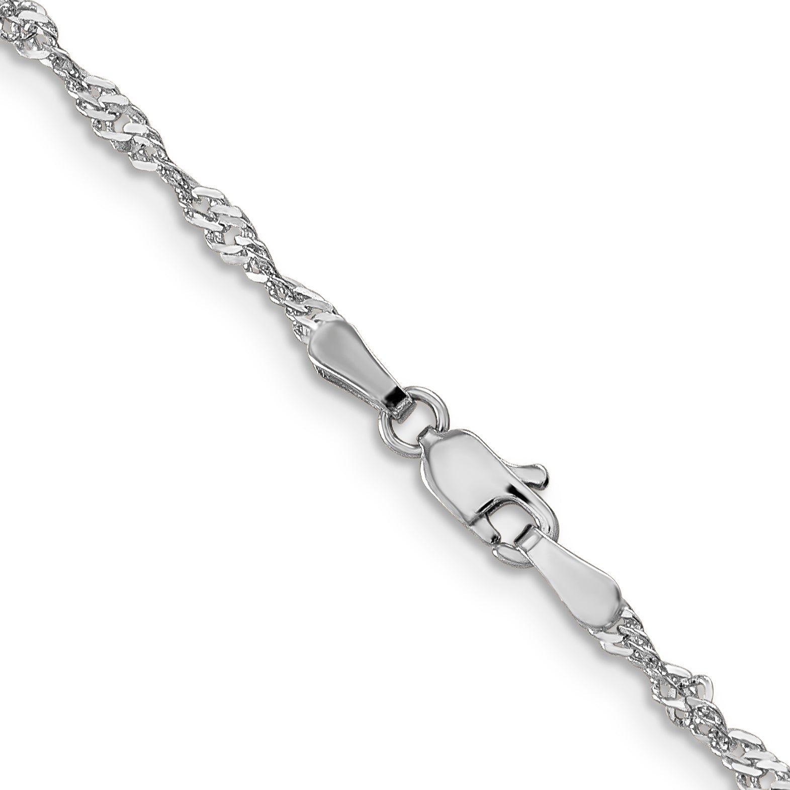 16 Inch 14K White Gold 1.9mm Singapore Chain Necklace